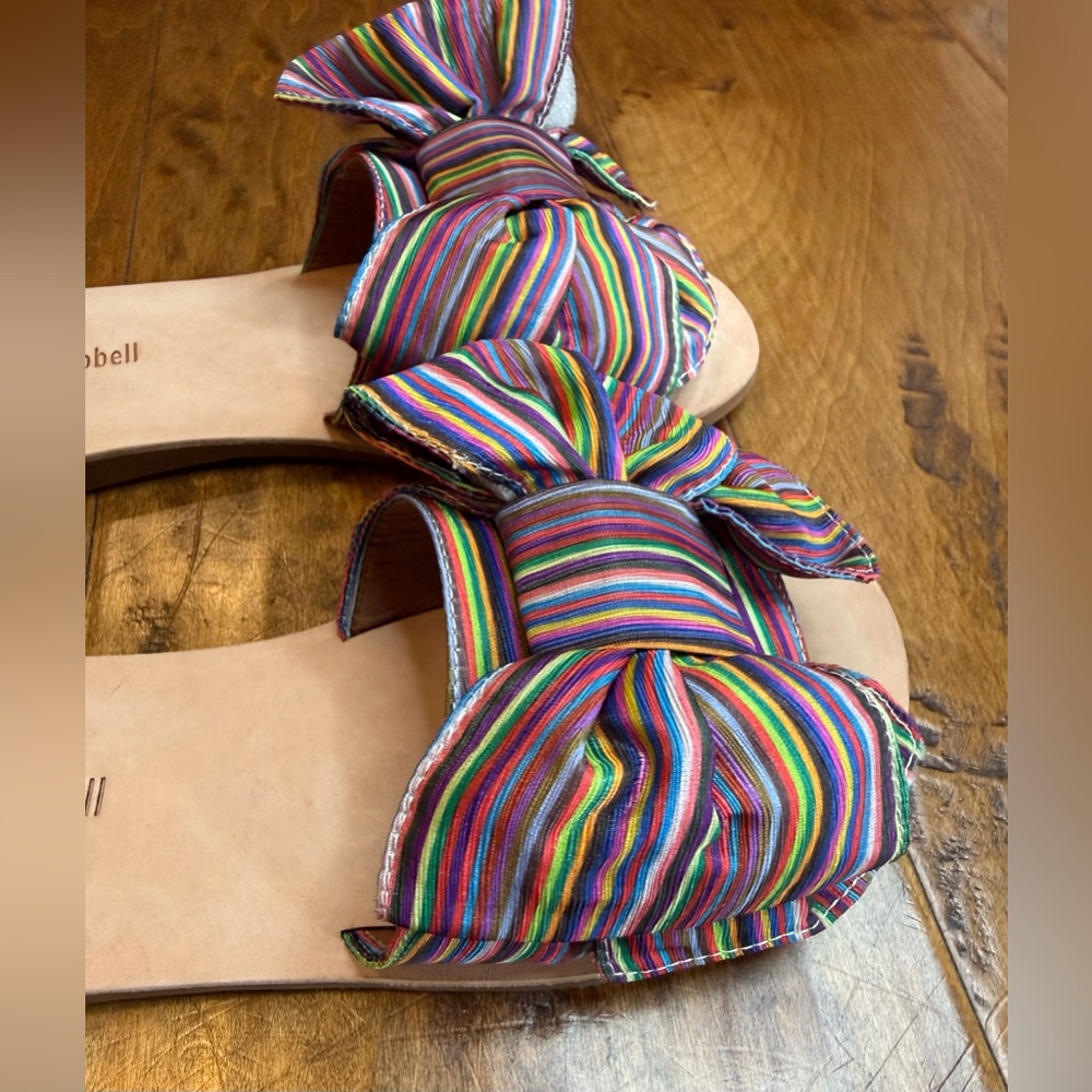 Free People x Jeffrey Campbell Regalo Bow Slides NIB 9 Boho Stripe Sandals 🌈 - Picture 3 of 10